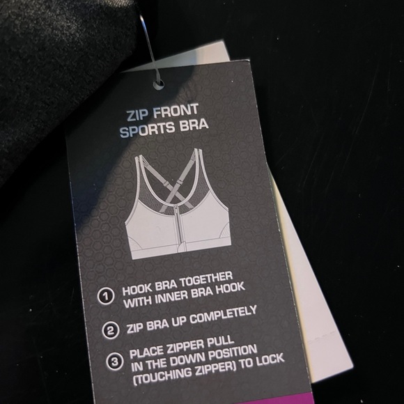 Avia Women's Black and Gray Zip-Front Sports Bra XXL (D-DD) - Picture 4 of 7